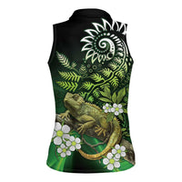 Aotearoa New Zealand Tuatara Women Sleeveless Polo Shirt Maori Koru Art