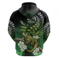 Aotearoa New Zealand Tuatara Zip Hoodie Maori Koru Art LT05 - Polynesian Pride