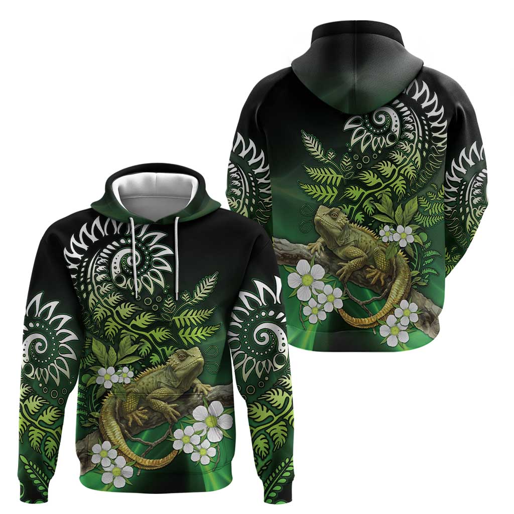 Aotearoa New Zealand Tuatara Zip Hoodie Maori Koru Art LT05 - Polynesian Pride