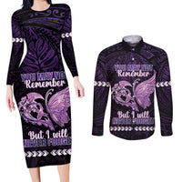 Personalised Alzheimer's Awareness Couples Matching Long Sleeve Bodycon Dress and Long Sleeve Button Shirt You May Not Remember But I Will Never Forget