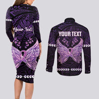 Personalised Alzheimer's Awareness Couples Matching Long Sleeve Bodycon Dress and Long Sleeve Button Shirt You May Not Remember But I Will Never Forget