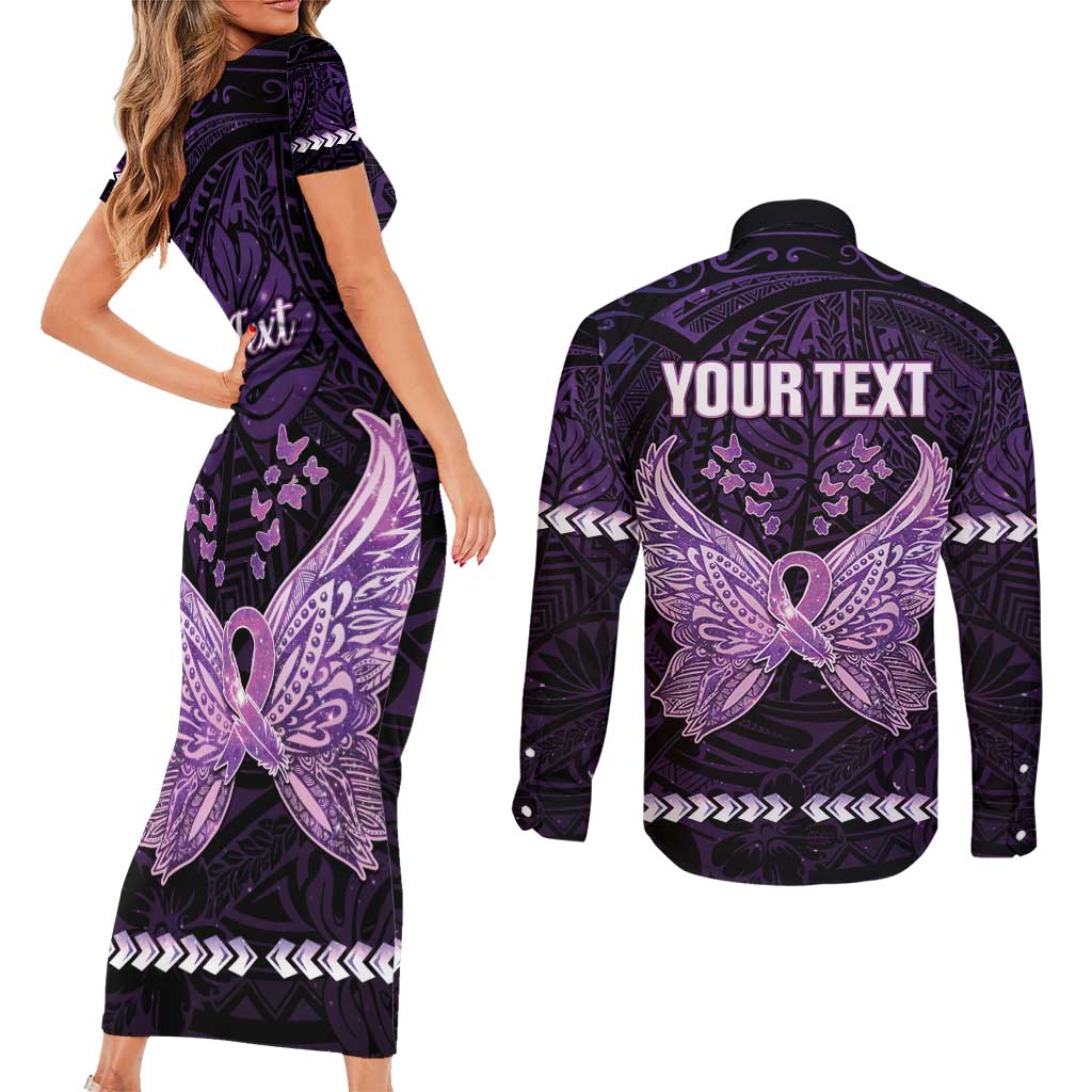 Personalised Alzheimer's Awareness Couples Matching Short Sleeve Bodycon Dress and Long Sleeve Button Shirt You May Not Remember But I Will Never Forget