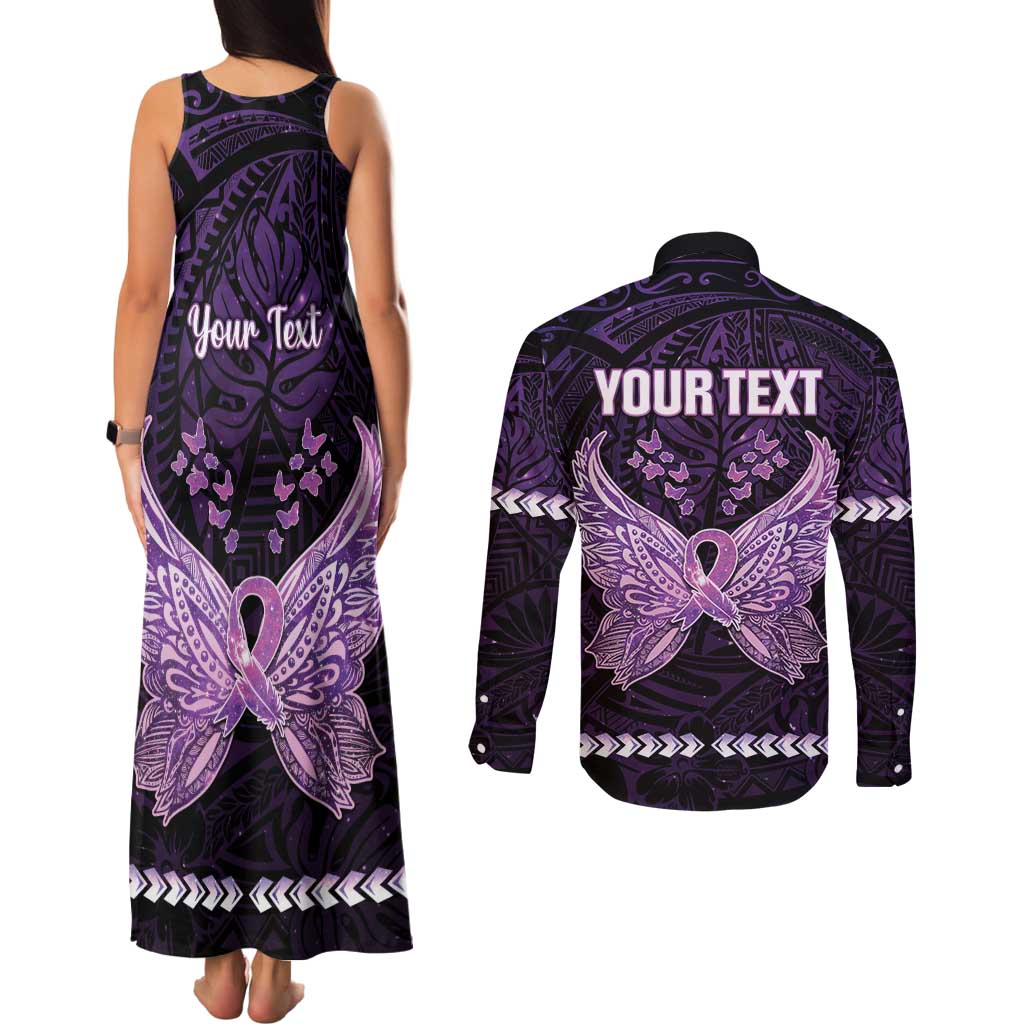 Personalised Alzheimer's Awareness Couples Matching Tank Maxi Dress and Long Sleeve Button Shirt You May Not Remember But I Will Never Forget