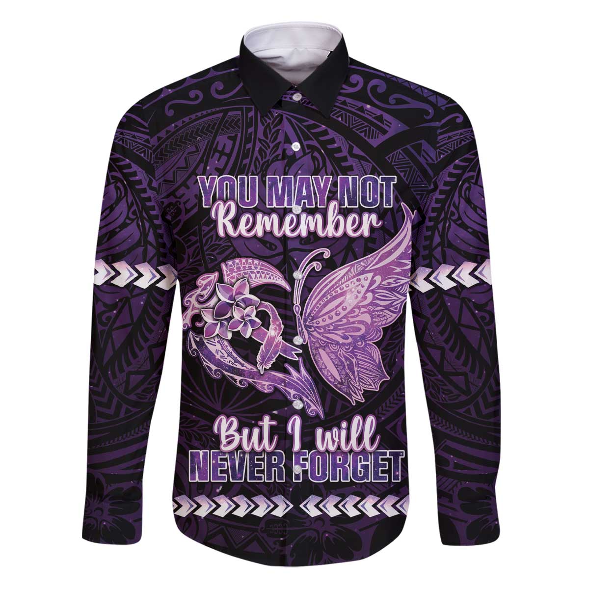 Personalised Alzheimer's Awareness Family Matching Puletasi and Hawaiian Shirt You May Not Remember But I Will Never Forget