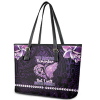 Alzheimer's Awareness Leather Tote Bag You May Not Remember But I Will Never Forget