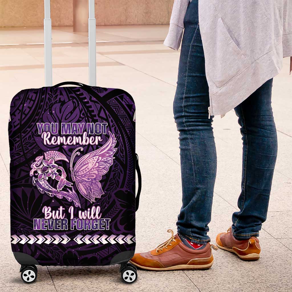 Alzheimer's Awareness Luggage Cover You May Not Remember But I Will Never Forget LT05 Purple - Polynesian Pride