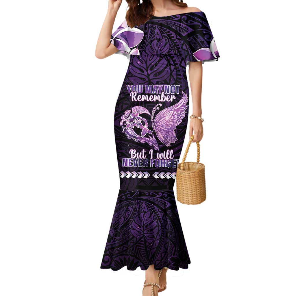 Personalised Alzheimer's Awareness Mermaid Dress You May Not Remember But I Will Never Forget LT05 Women Purple - Polynesian Pride