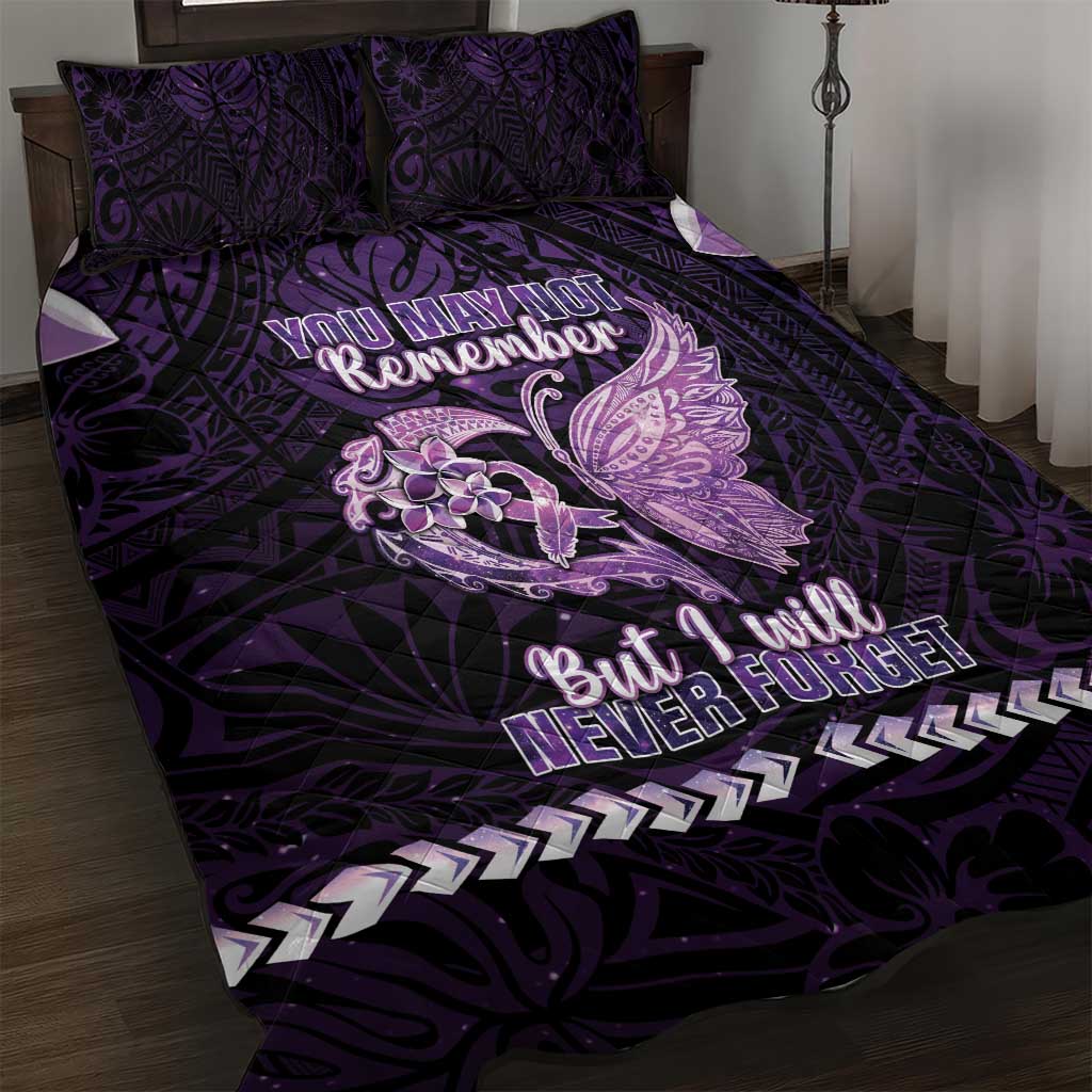 Alzheimer's Awareness Quilt Bed Set You May Not Remember But I Will Never Forget LT05 Purple - Polynesian Pride