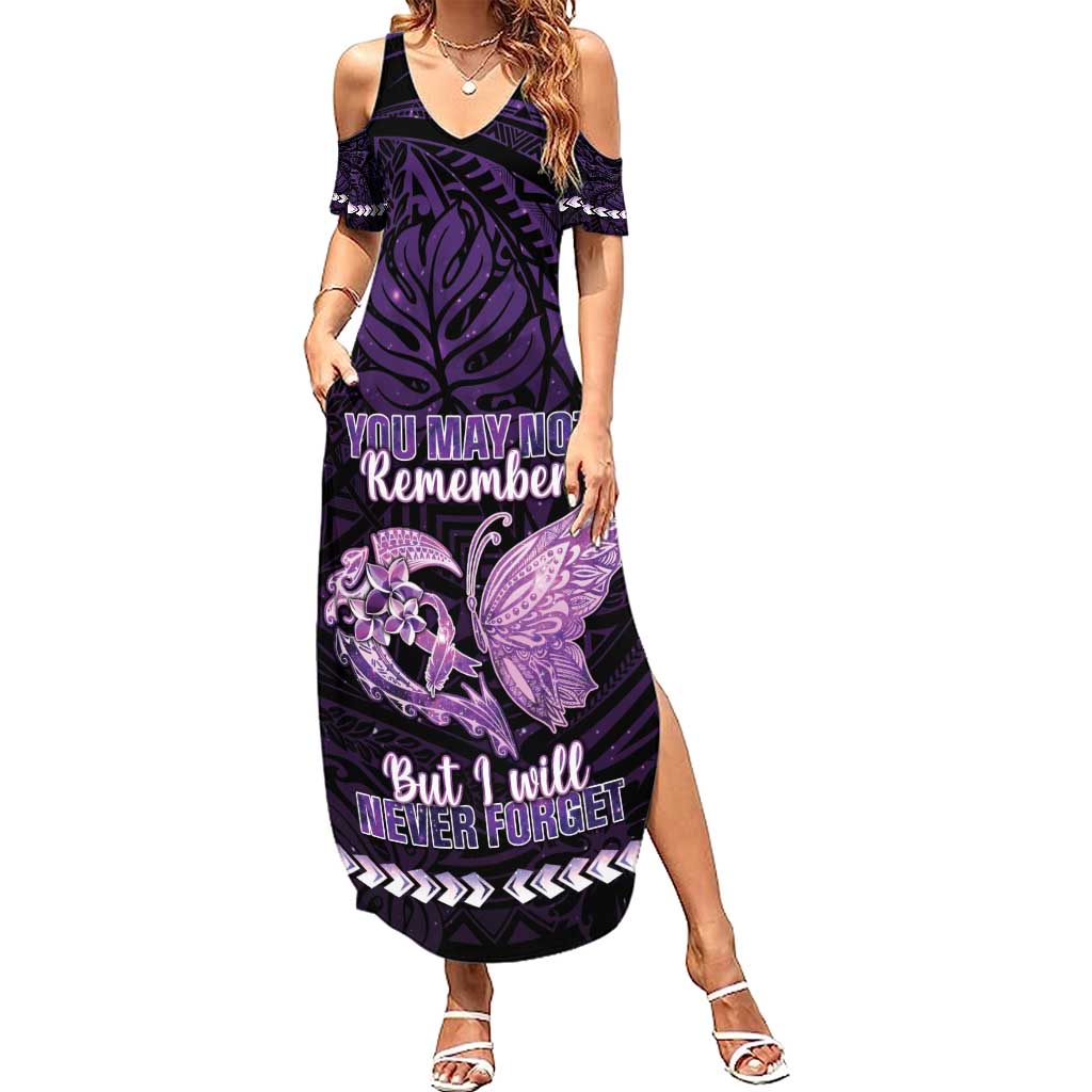 Personalised Alzheimer's Awareness Summer Maxi Dress You May Not Remember But I Will Never Forget LT05 Women Purple - Polynesian Pride