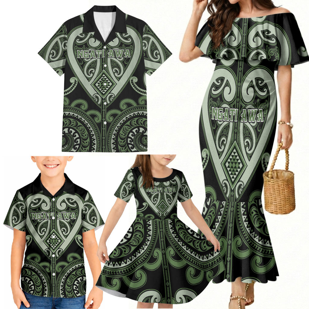 Custom Aotearoa Ngati Awa Family Matching Mermaid Dress and Hawaiian Shirt Maori Tribal Pattern