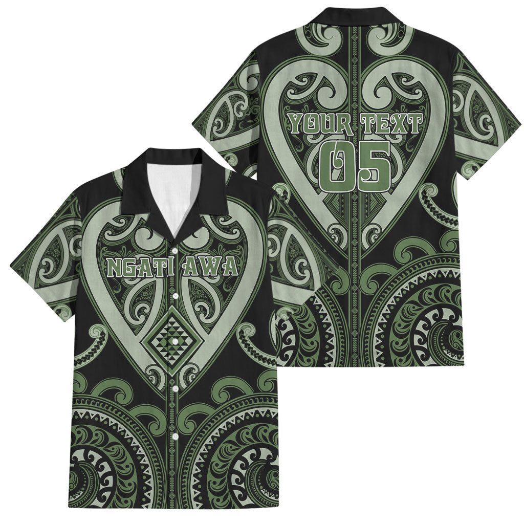 Custom Aotearoa Ngati Awa Family Matching Off Shoulder Maxi Dress and Hawaiian Shirt Maori Tribal Pattern LT05 Dad's Shirt - Short Sleeve Green - Polynesian Pride