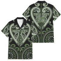 Custom Aotearoa Ngati Awa Family Matching Off Shoulder Short Dress and Hawaiian Shirt Maori Tribal Pattern LT05 Dad's Shirt - Short Sleeve Green - Polynesian Pride