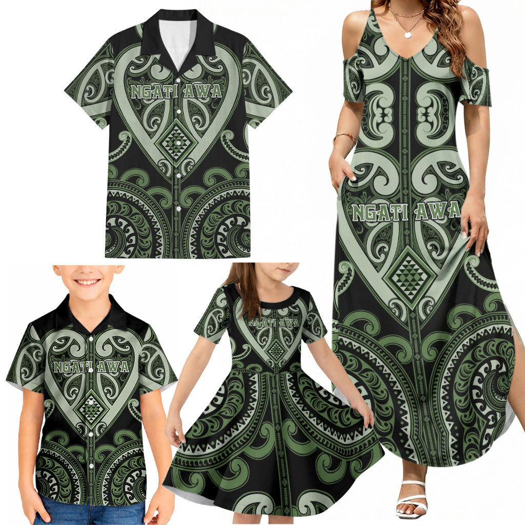 Custom Aotearoa Ngati Awa Family Matching Summer Maxi Dress and Hawaiian Shirt Maori Tribal Pattern