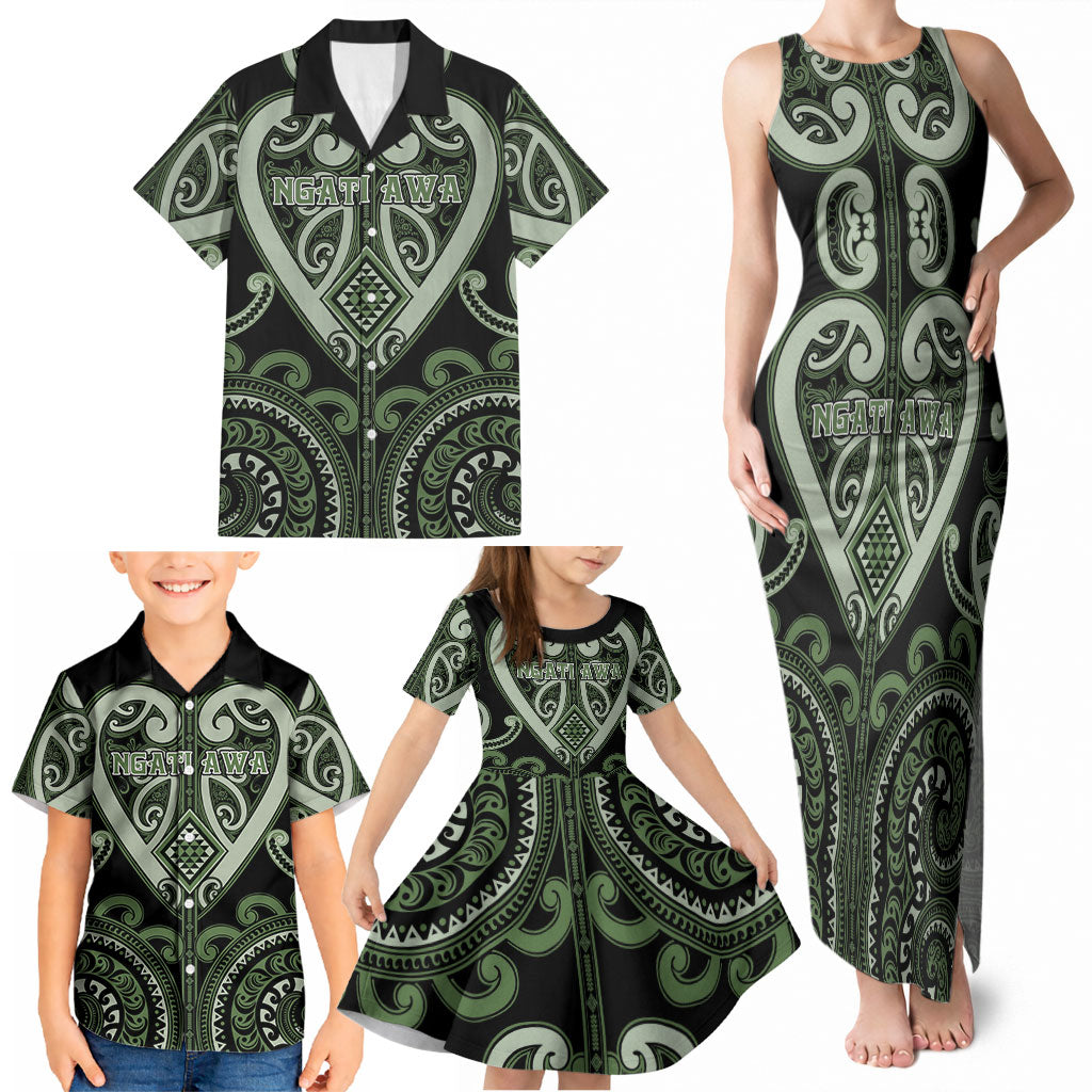 Custom Aotearoa Ngati Awa Family Matching Tank Maxi Dress and Hawaiian Shirt Maori Tribal Pattern