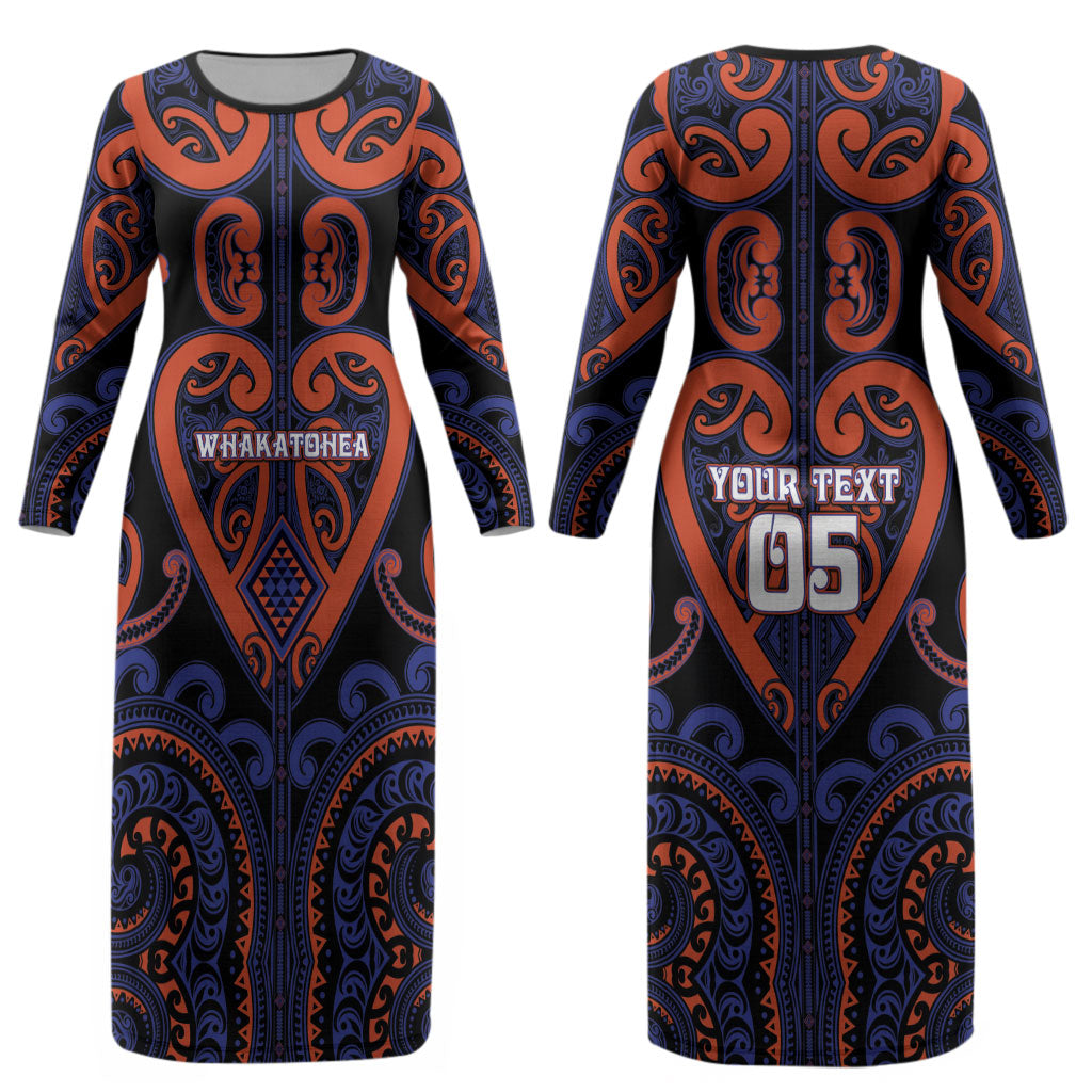 Custom Aotearoa Whakatohea Couples Matching Long Sleeve Bodycon Dress and Long Sleeve Button Shirt Maori Tribal Pattern LT05 - Polynesian Pride