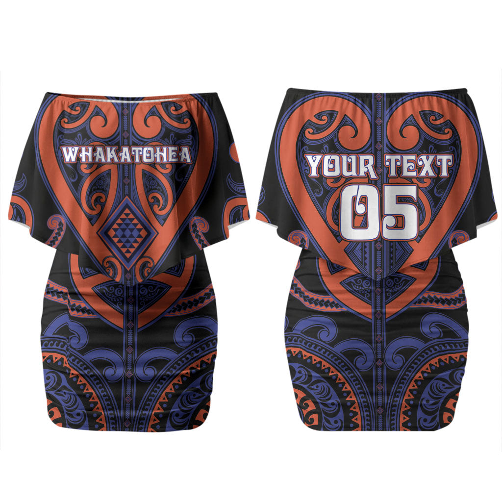 Custom Aotearoa Whakatohea Couples Matching Off Shoulder Short Dress and Hawaiian Shirt Maori Tribal Pattern LT05 - Polynesian Pride