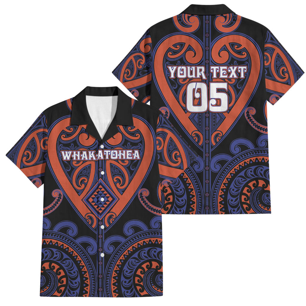 Custom Aotearoa Whakatohea Family Matching Short Sleeve Bodycon Dress and Hawaiian Shirt Maori Tribal Pattern LT05 Dad's Shirt - Short Sleeve Navy - Polynesian Pride