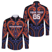 Custom Aotearoa Whakatohea Family Matching Tank Maxi Dress and Hawaiian Shirt Maori Tribal Pattern LT05 Dad's Shirt - Long Sleeve Navy - Polynesian Pride