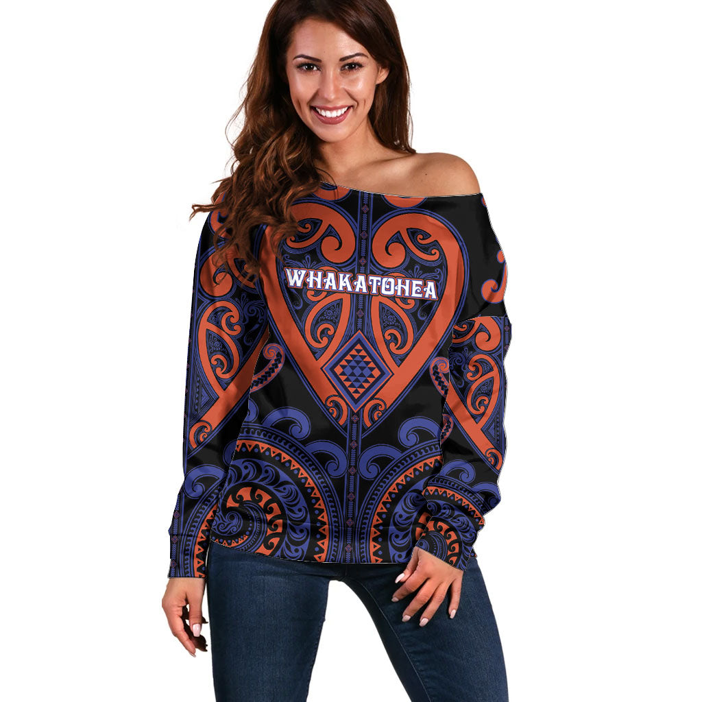 Custom Aotearoa Whakatohea Off Shoulder Sweater Maori Tribal Pattern