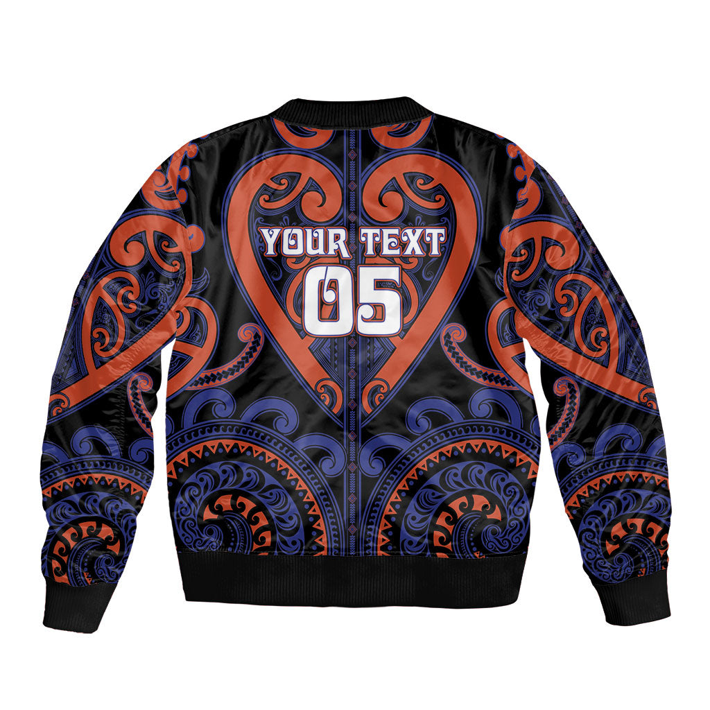 Custom Aotearoa Whakatohea Sleeve Zip Bomber Jacket Maori Tribal Pattern LT05 - Polynesian Pride