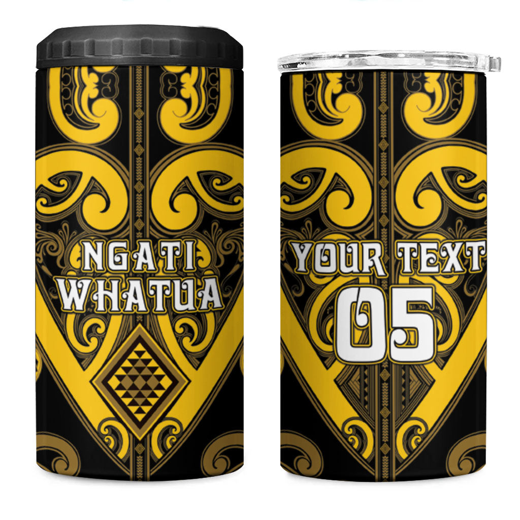 Custom Aotearoa Ngati Whatua 4 in 1 Can Cooler Tumbler Maori Tribal Pattern