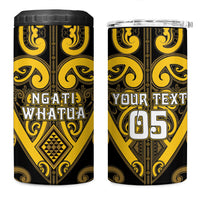 Custom Aotearoa Ngati Whatua 4 in 1 Can Cooler Tumbler Maori Tribal Pattern