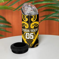 Custom Aotearoa Ngati Whatua 4 in 1 Can Cooler Tumbler Maori Tribal Pattern