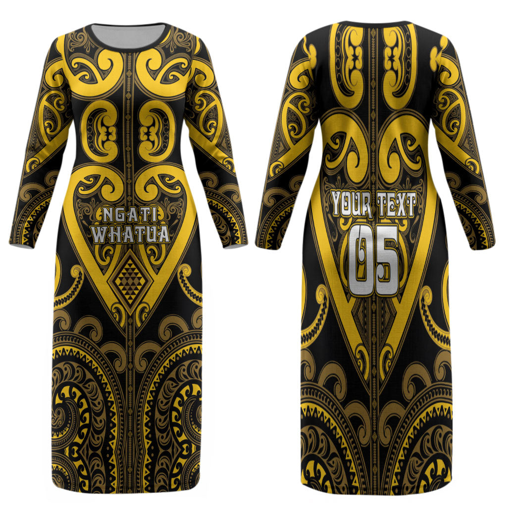 Custom Aotearoa Ngati Whatua Family Matching Long Sleeve Bodycon Dress and Hawaiian Shirt Maori Tribal Pattern