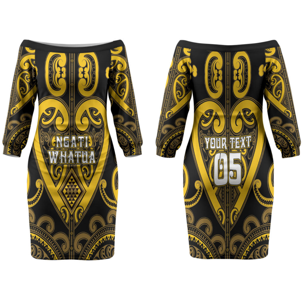 Custom Aotearoa Ngati Whatua Family Matching Off The Shoulder Long Sleeve Dress and Hawaiian Shirt Maori Tribal Pattern