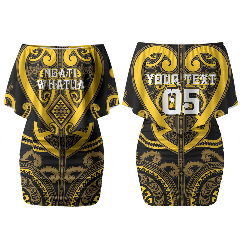 Custom Aotearoa Ngati Whatua Family Matching Off Shoulder Short Dress and Hawaiian Shirt Maori Tribal Pattern