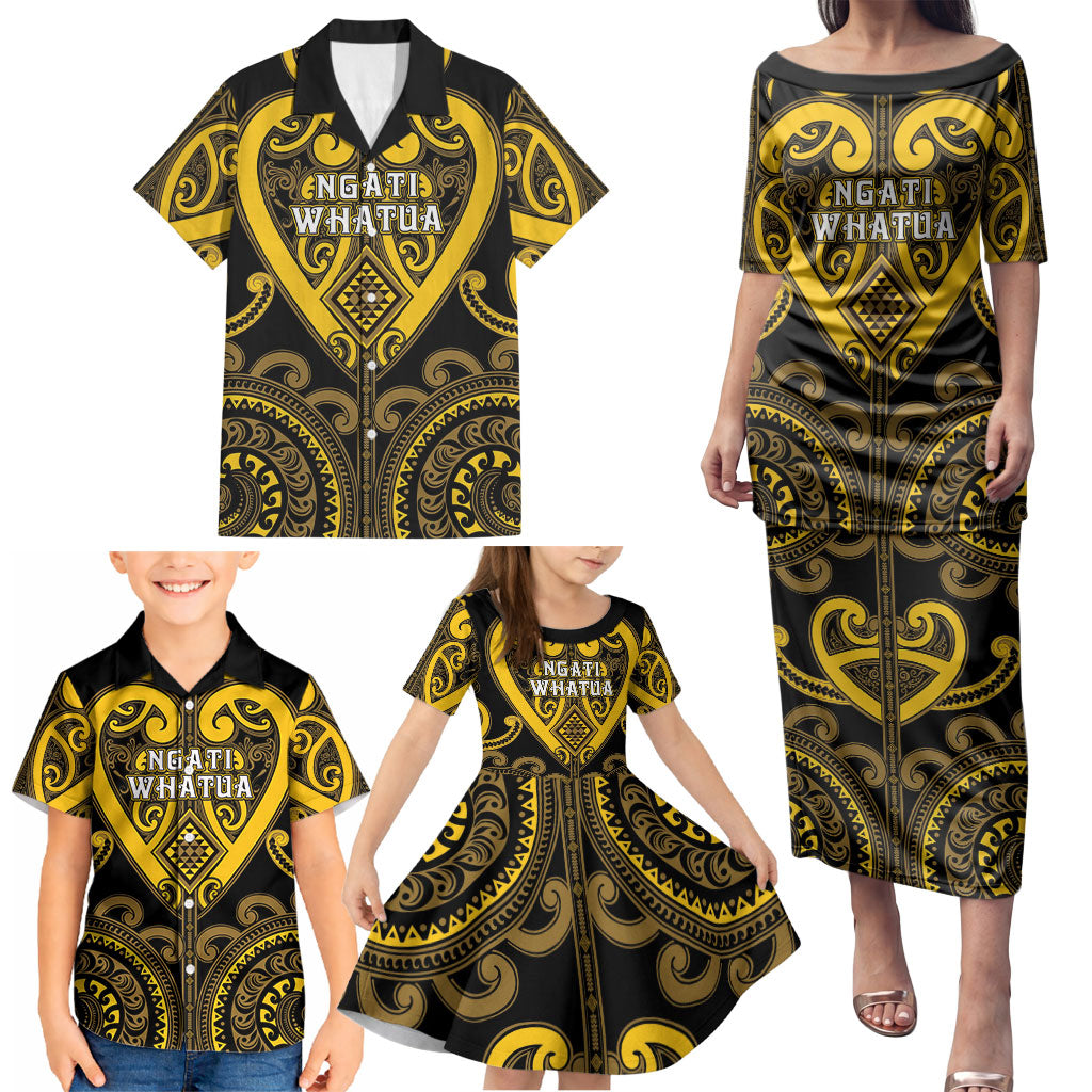 Custom Aotearoa Ngati Whatua Family Matching Puletasi and Hawaiian Shirt Maori Tribal Pattern