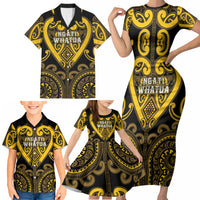Custom Aotearoa Ngati Whatua Family Matching Short Sleeve Bodycon Dress and Hawaiian Shirt Maori Tribal Pattern