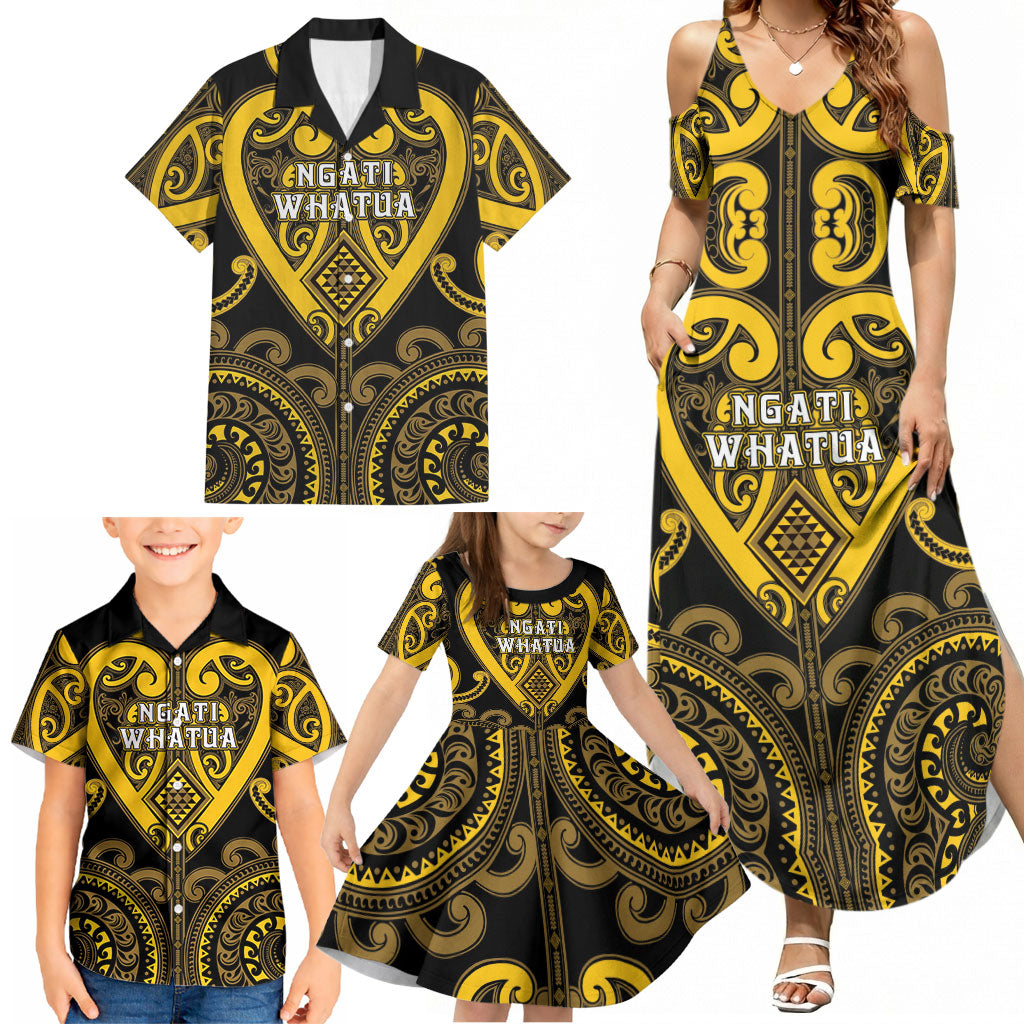 Custom Aotearoa Ngati Whatua Family Matching Summer Maxi Dress and Hawaiian Shirt Maori Tribal Pattern