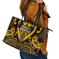 Aotearoa Ngati Whatua Leather Tote Bag Maori Tribal Pattern