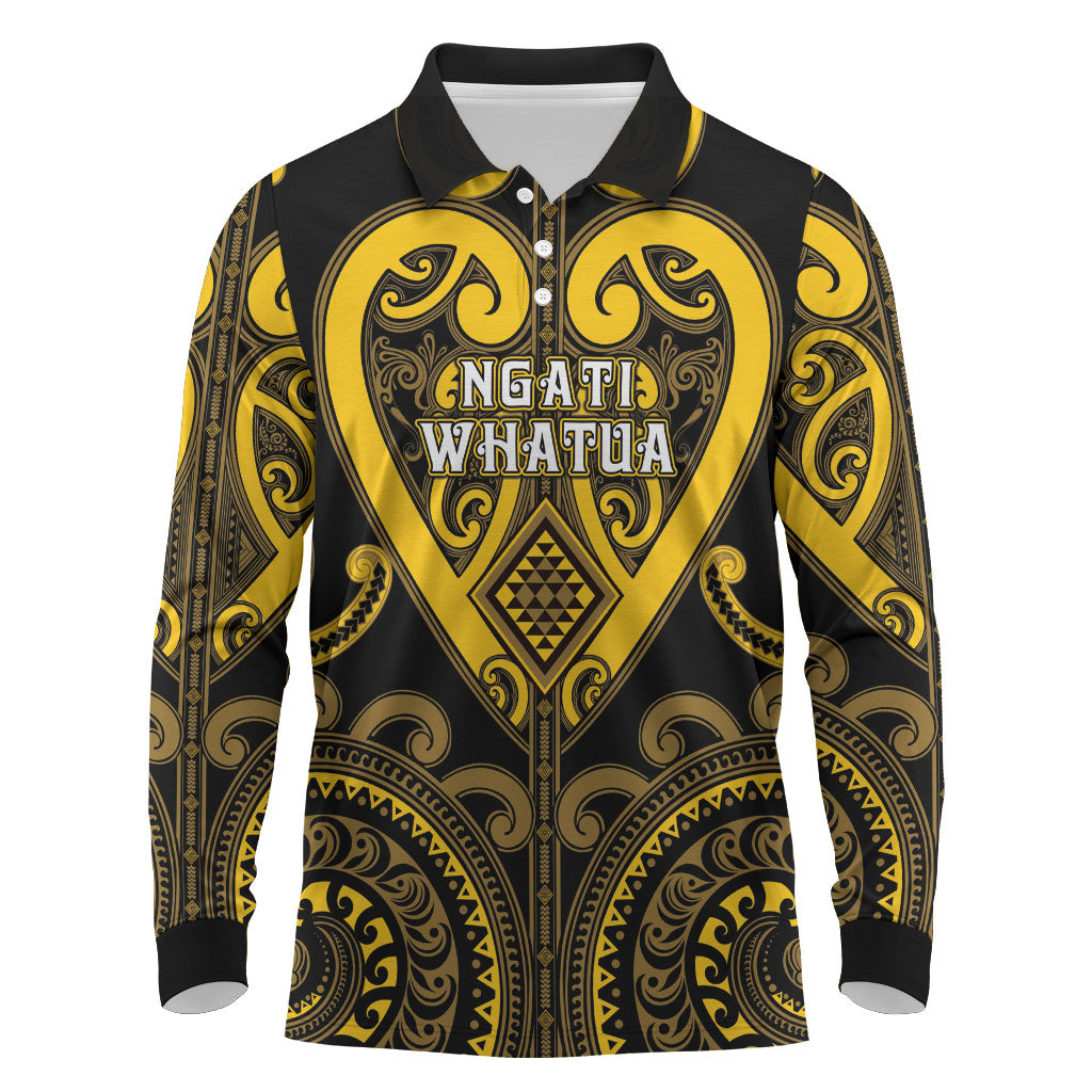 Custom Aotearoa Ngati Whatua Long Sleeve Polo Shirt Maori Tribal Pattern