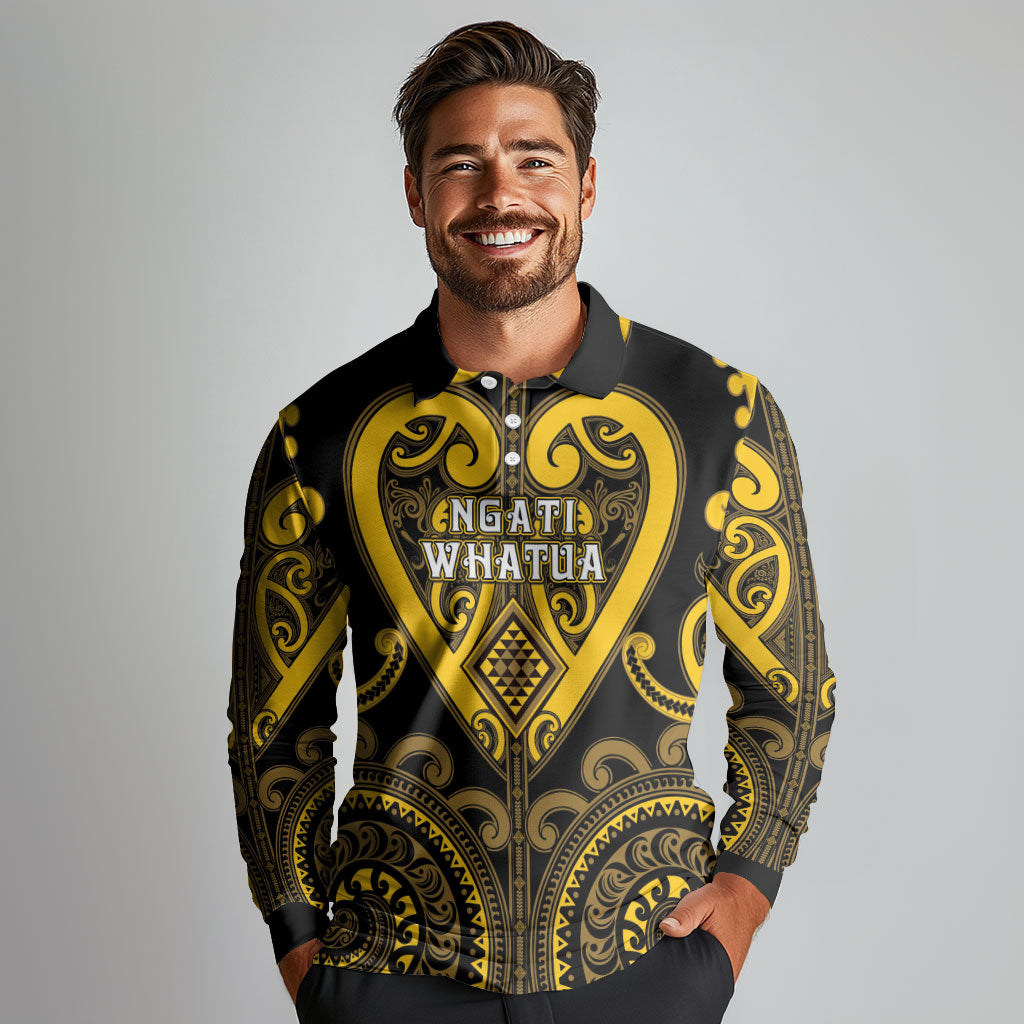 Custom Aotearoa Ngati Whatua Long Sleeve Polo Shirt Maori Tribal Pattern
