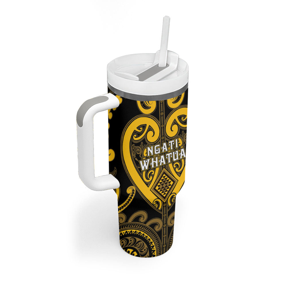 Custom Aotearoa Ngati Whatua Tumbler With Handle Maori Tribal Pattern