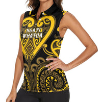 Custom Aotearoa Ngati Whatua Women Sleeveless Polo Shirt Maori Tribal Pattern