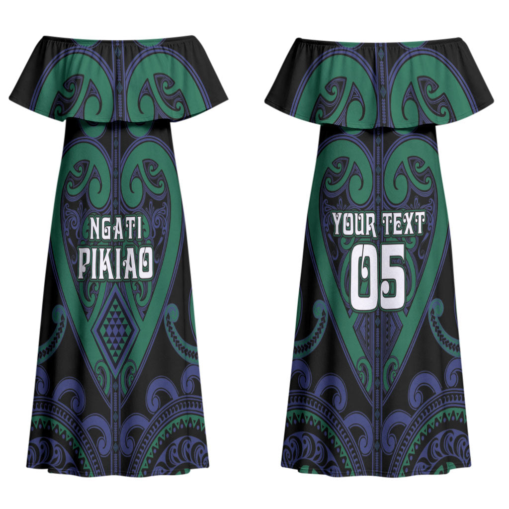 Custom Aotearoa Ngati Pikiao Couples Matching Off Shoulder Maxi Dress and Hawaiian Shirt Maori Tribal Pattern LT05 - Polynesian Pride