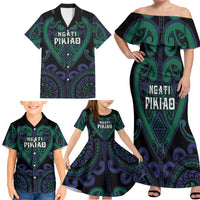 Custom Aotearoa Ngati Pikiao Family Matching Off Shoulder Maxi Dress and Hawaiian Shirt Maori Tribal Pattern LT05 - Polynesian Pride