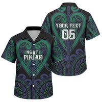 Custom Aotearoa Ngati Pikiao Family Matching Off Shoulder Maxi Dress and Hawaiian Shirt Maori Tribal Pattern LT05 Son's Shirt Green - Polynesian Pride