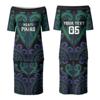 Custom Aotearoa Ngati Pikiao Family Matching Puletasi and Hawaiian Shirt Maori Tribal Pattern LT05 Mom's Dress Green - Polynesian Pride