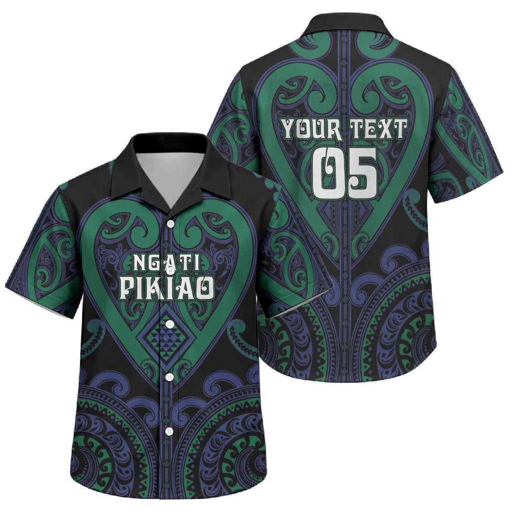 Custom Aotearoa Ngati Pikiao Family Matching Puletasi and Hawaiian Shirt Maori Tribal Pattern LT05 Son's Shirt Green - Polynesian Pride