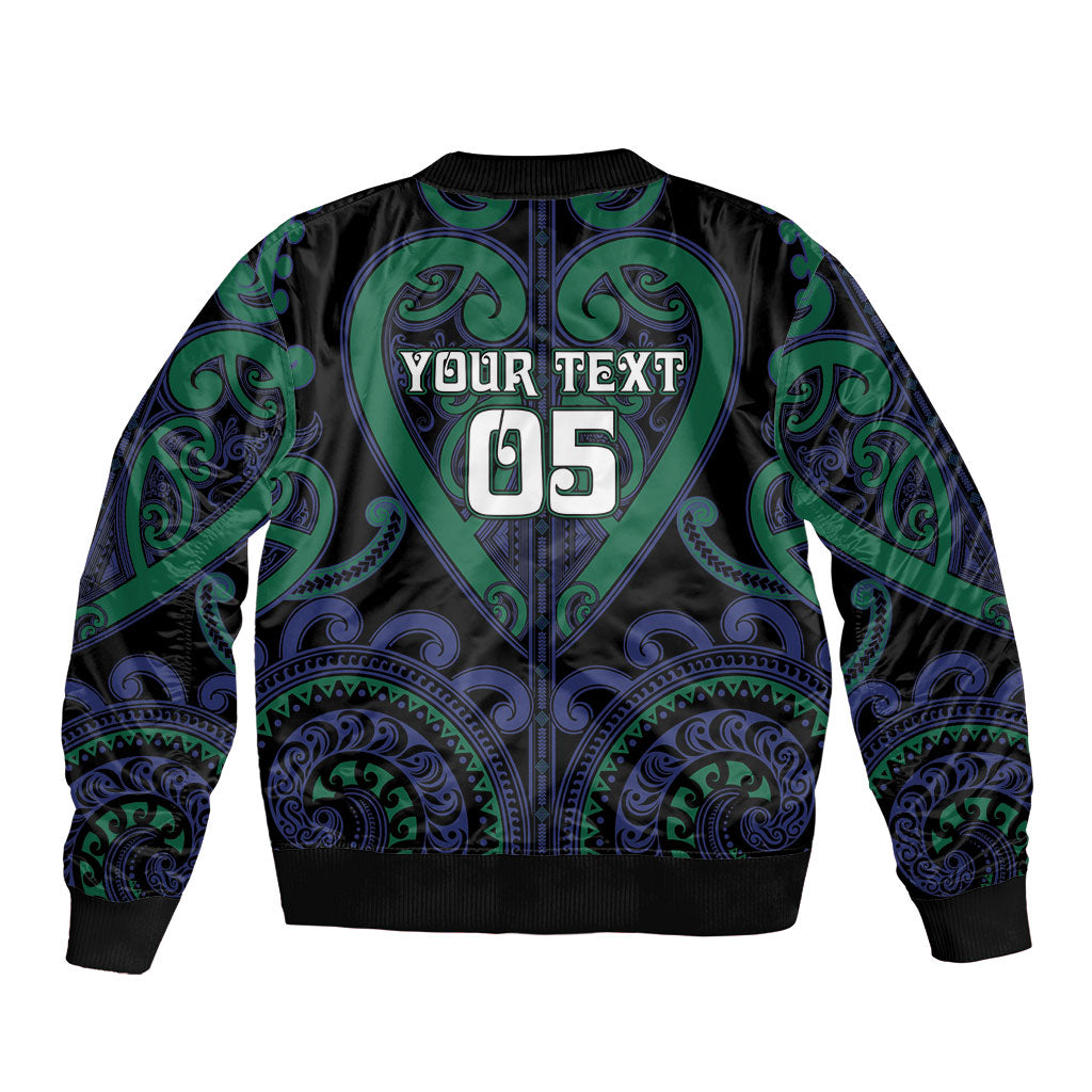 Custom Aotearoa Ngati Pikiao Sleeve Zip Bomber Jacket Maori Tribal Pattern LT05 - Polynesian Pride