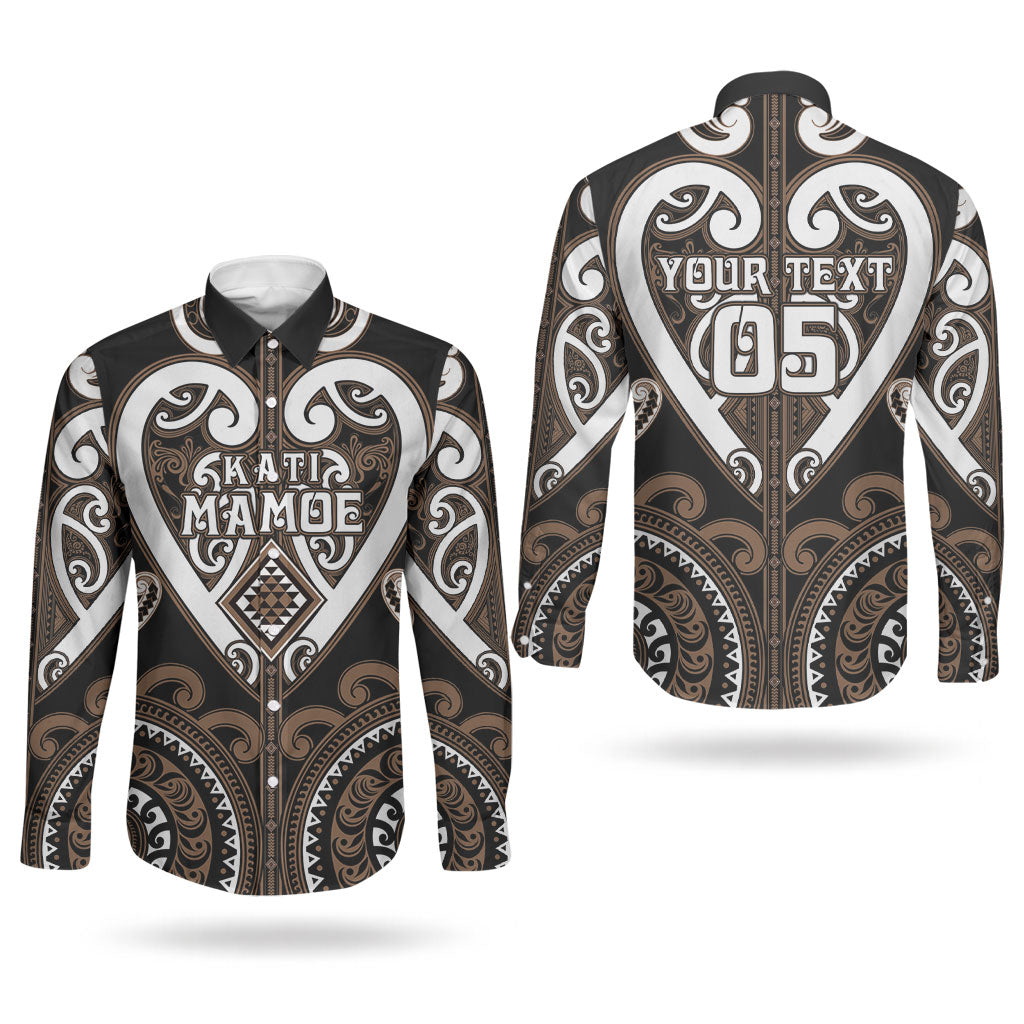Custom Aotearoa Kati Mamoe Couples Matching Mermaid Dress and Long Sleeve Button Shirt Maori Tribal Pattern LT05 - Polynesian Pride