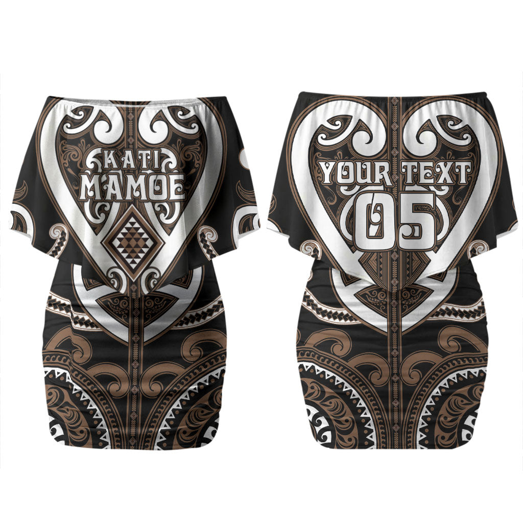 Custom Aotearoa Kati Mamoe Couples Matching Off Shoulder Short Dress and Hawaiian Shirt Maori Tribal Pattern LT05 - Polynesian Pride