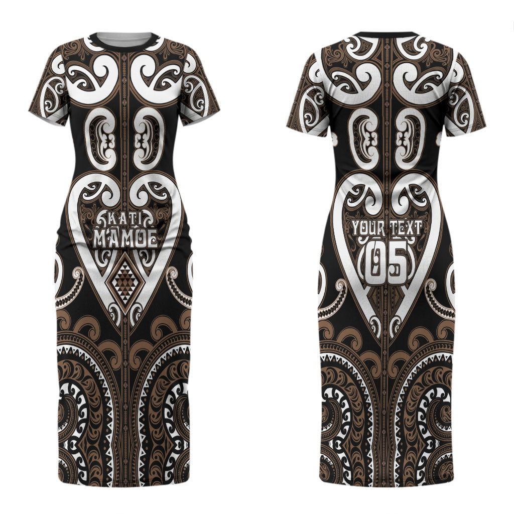 Custom Aotearoa Kati Mamoe Couples Matching Short Sleeve Bodycon Dress and Long Sleeve Button Shirt Maori Tribal Pattern LT05 - Polynesian Pride