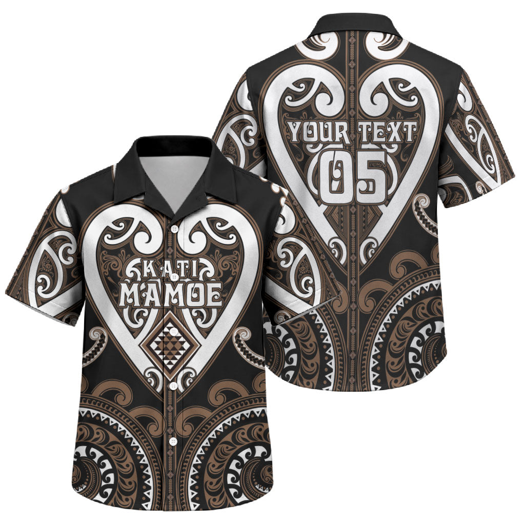 Custom Aotearoa Kati Mamoe Family Matching Off Shoulder Short Dress and Hawaiian Shirt Maori Tribal Pattern LT05 Son's Shirt Brown - Polynesian Pride