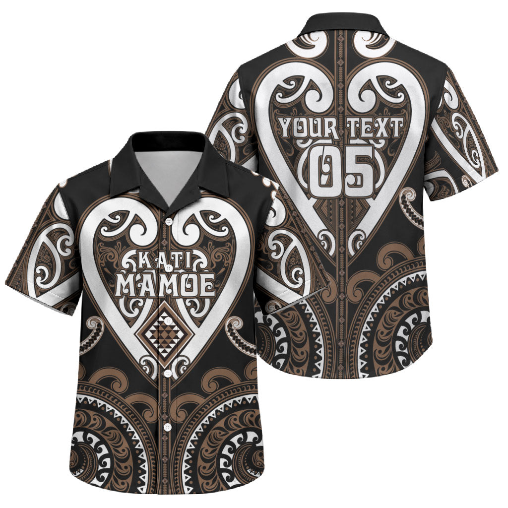 Custom Aotearoa Kati Mamoe Family Matching Puletasi and Hawaiian Shirt Maori Tribal Pattern LT05 Son's Shirt Brown - Polynesian Pride