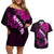 Hawaii Maui Couples Matching Off Shoulder Short Dress and Hawaiian Shirt Polynesian Fish Hook Hibiscus Pink Version LT05 Pink - Polynesian Pride